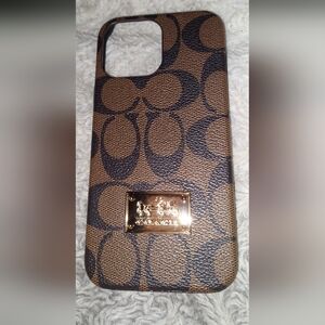 Coach Signature Brown and Black Phone Case For IPhone pro Max 13 Or 14 Nwt